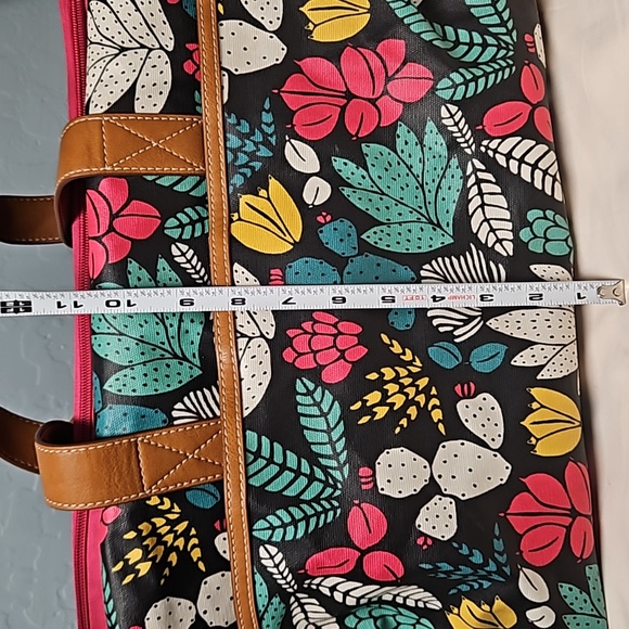 Fossil Eliza Weekender overnight travel bag / duffle  multicolored succulents - Picture 11 of 14